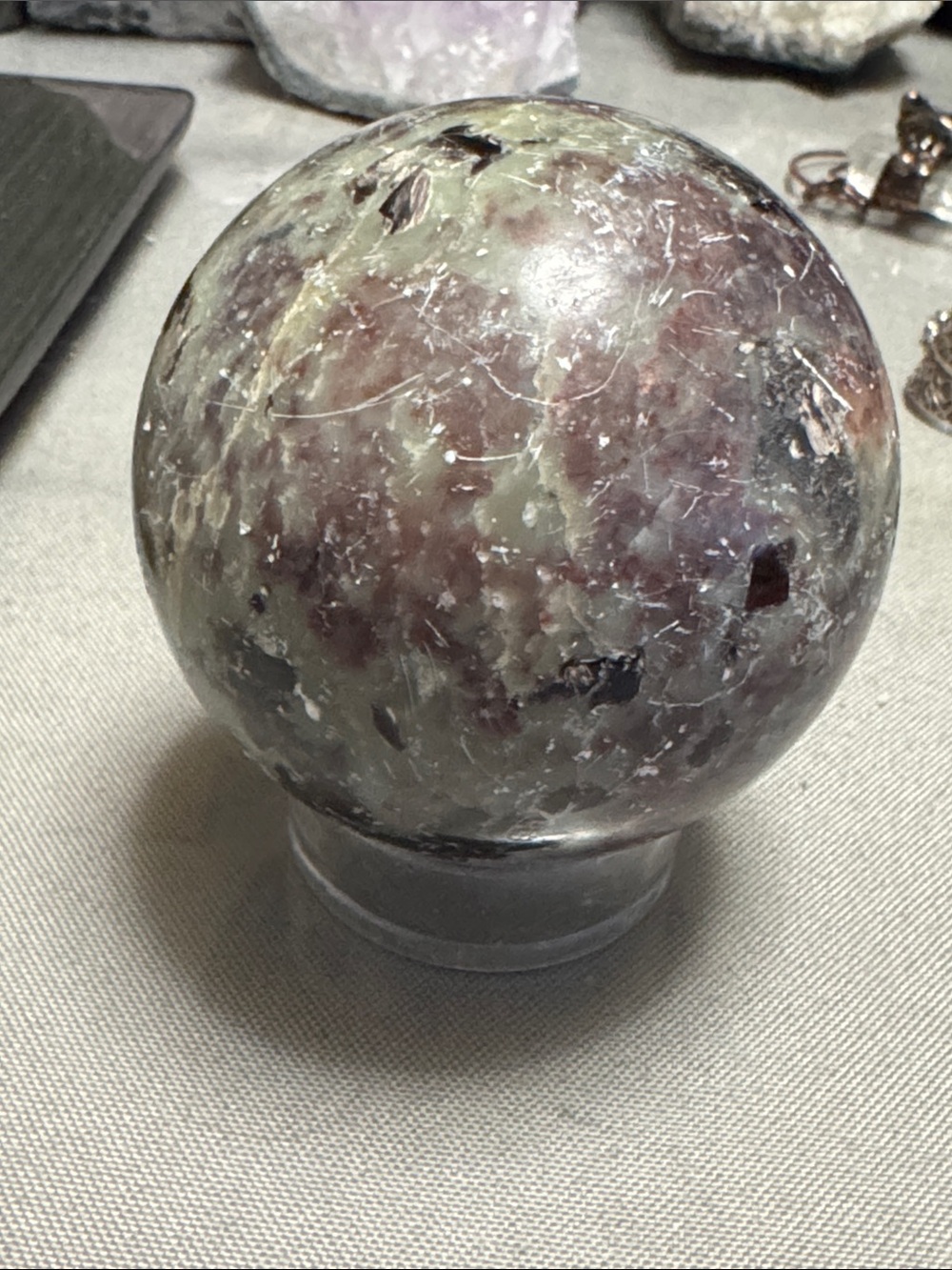 Polished Decorative Garnet-bearing metamorphic sphere